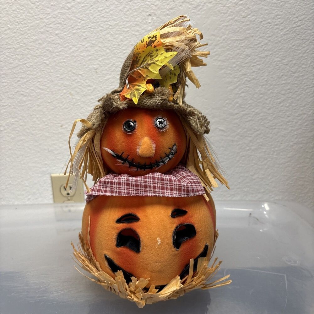 Fiber Optic Lighted Pumpkin Halloween Party Autumn Fall Harvest Decor Scarecrow